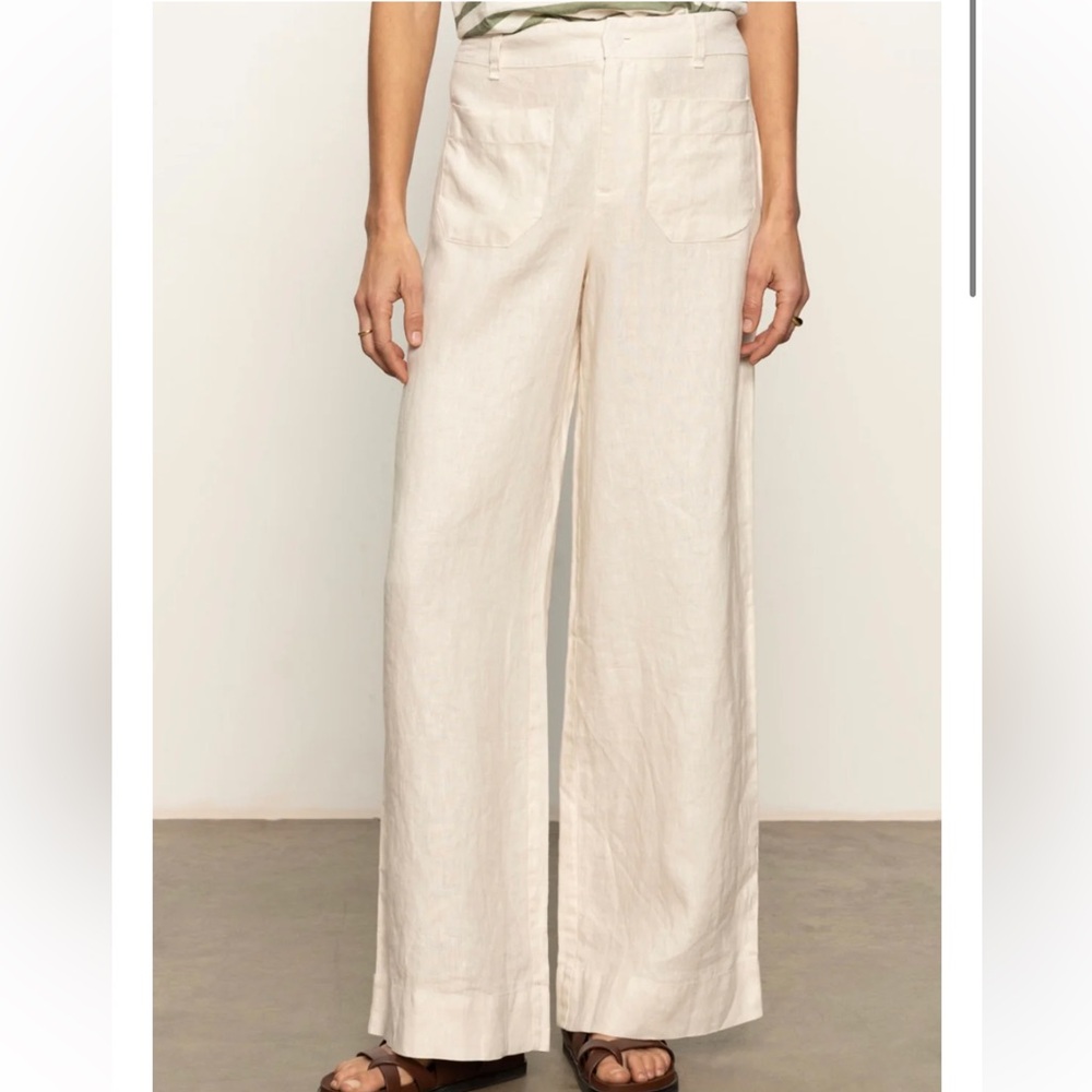 Sanctuary Molly Marine Pant Sz 31 Cream Linen Wide-Leg Pants NWT
